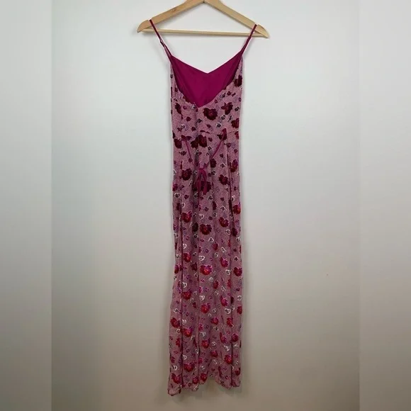 For Love & Lemons Love Marina Maxi Dress Sz XS Silk Blend Floral Fairy Romantic - Picture 3 of 15